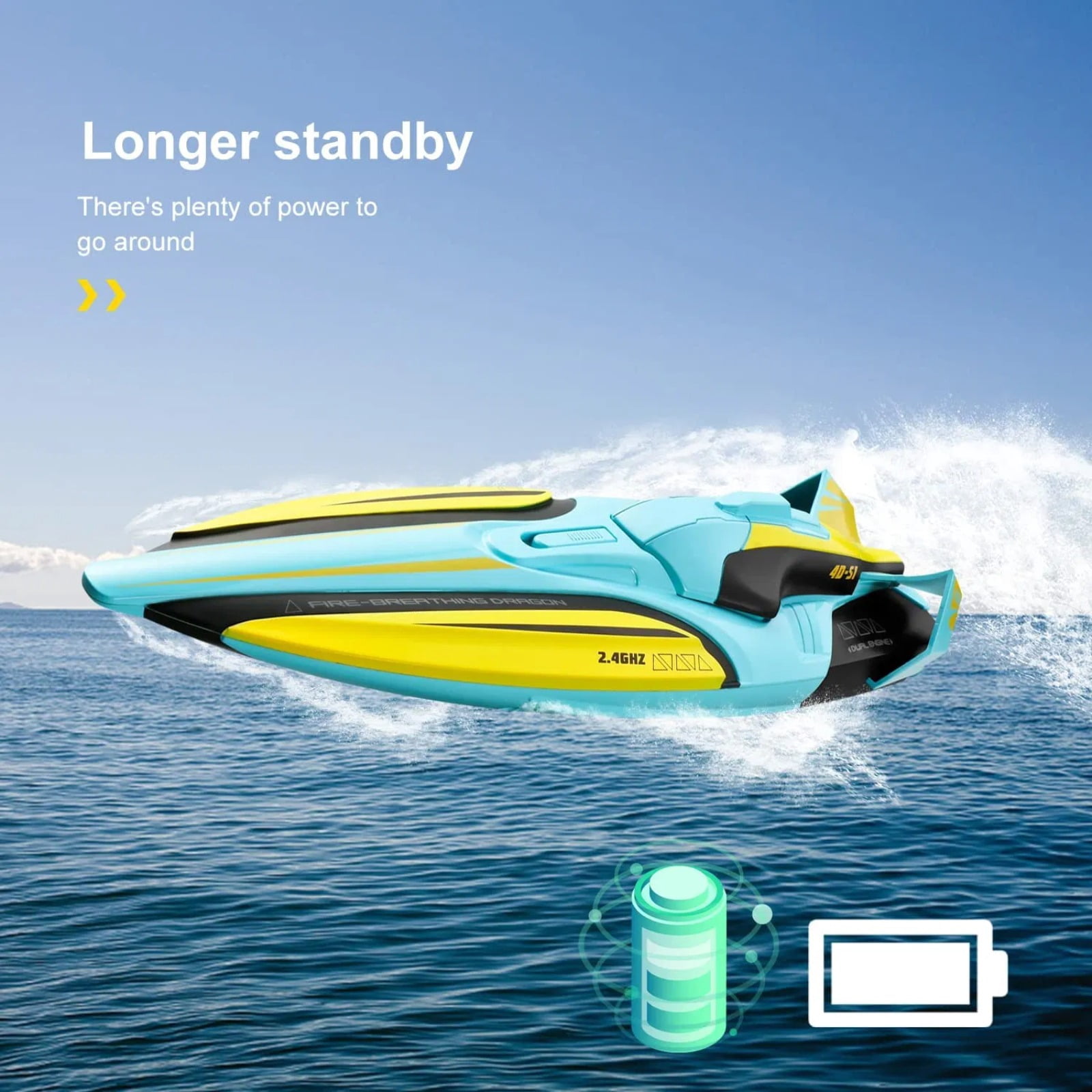 Remote-controlled rowing boats, remote-controlled boats, 2.4Hz, with automatic righting function and low battery indication function