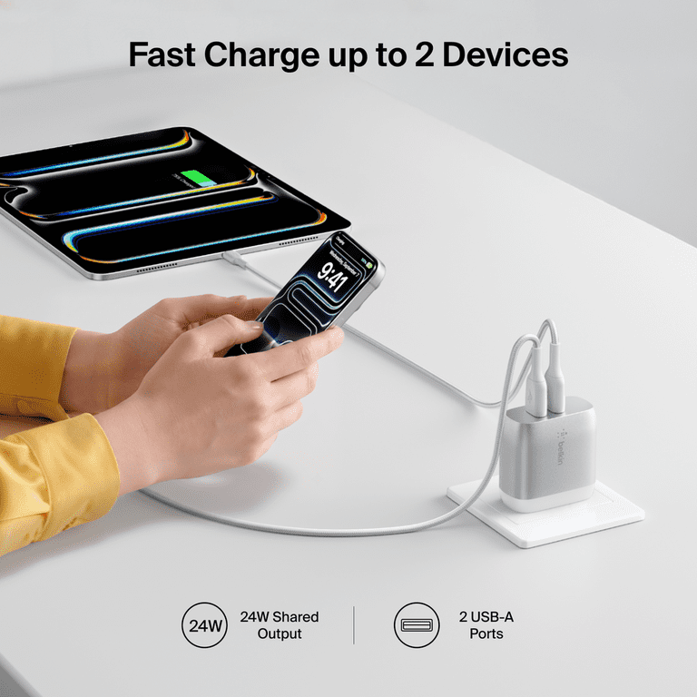 Belkin 24W Dual Port USB Wall Charger with USB-C Cable photo 3