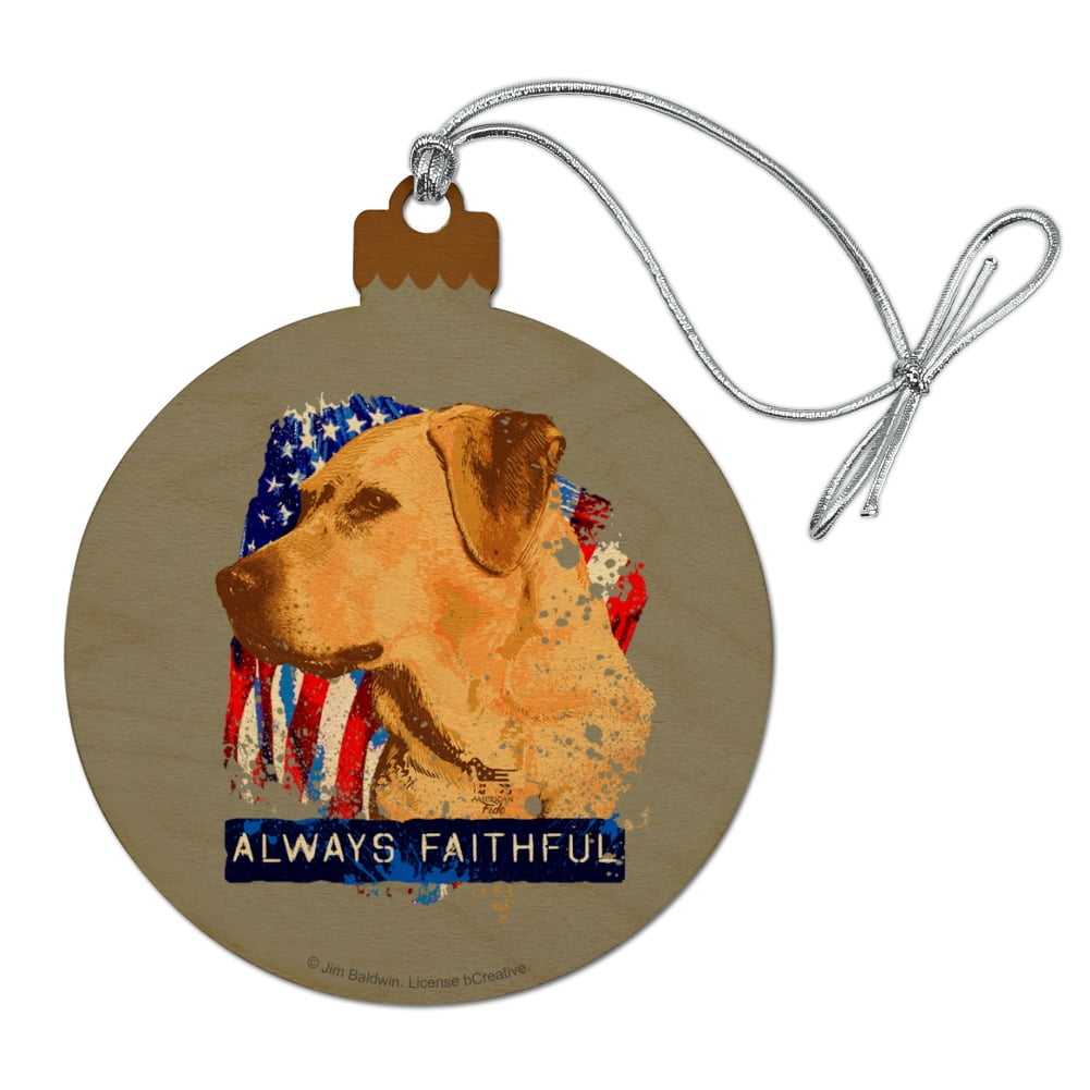 Always Faithful Yellow Lab Labrador Hunting Dog Wood Christmas Tree