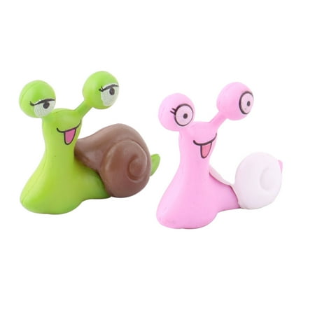 Raisin Color - Home Bedroom Resin Snails Design Desk Table Decor Landscape Assorted Color 2 Pcs