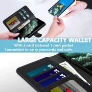 Starshop Samsung Galaxy A17 5G Case Phone Cover Wallet Pouch Case With Glass Screen - Black