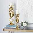 thumbnail image 3 of DecMode 2 Candle Gold Aluminum Candle Holder, Set of 2, 3 of 10