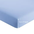 thumbnail image 3 of Marina Decoration Ultra Soft Silky Deep Pocket Solid Rayon from Bamboo All Season Bedding Solid Bamboo Fitted Sheet, Blue Color, 3 of 4