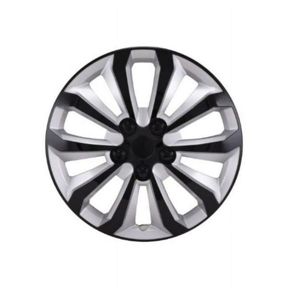 106115SB 15 in. 10 Spoke Wheel Cover, Silver & Black - Set of 4