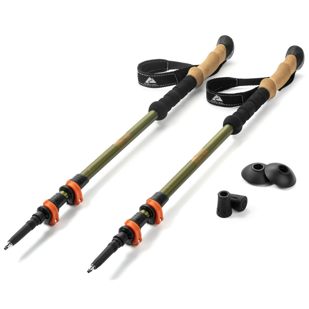 Ozark Trail Aluminum Adjustable Quick Lock Trekking Poles Cork Grip 2