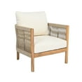 thumbnail image 2 of Christopher Knight Home Boho Outdoor Club Chair with Cushions, Handwoven Rope Armchair, Solid Wood, Teak+Beige, 2 of 7