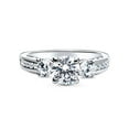 thumbnail image 2 of BERRICLE Sterling Silver 3-Stone Wedding Engagement Rings 1 Carat Round Cut Cubic Zirconia CZ Promise Ring for Women, Rhodium Plated Size 8, 2 of 12