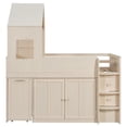 thumbnail image 5 of Harper & Bright Designs Twin House Loft Bed with Roof and Roll-Out Desk Desk, Wooden Twin Loft Bed Frame with Drawers and Cabinets for Boys Girls, Space Saving Loft Bed, Beige, 5 of 20