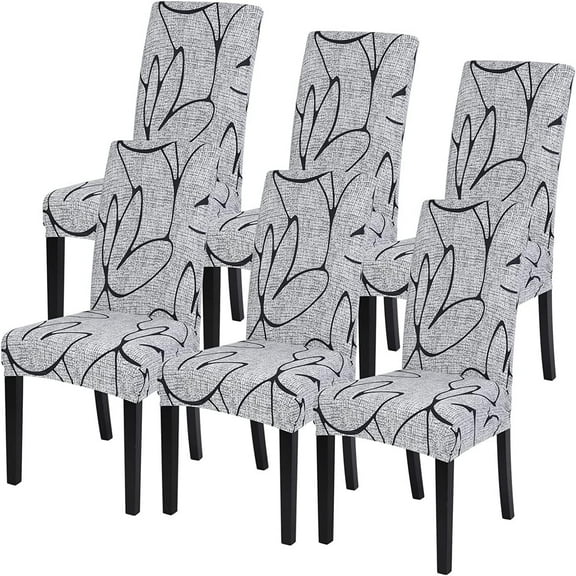 Dining Room Chair Covers 6 Pack, Stretch Spandex Kitchen Chair Covers Removable Washable Parsons Chair Slipcovers Protectors Covers for Dining Room, Party (6Pcs, FlowerB)