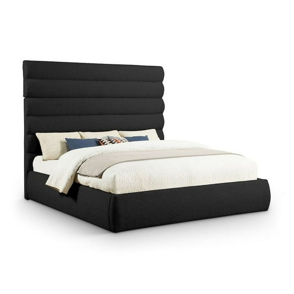 Meridian Furniture Adam Black Boucle Fabric King Bed