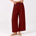 thumbnail image 4 of Workout Casual Pants for Women Solid Color Cropped Pants High Waisted Straight Leg Casual Pants Ice Wrinkled Style Slightly Elastic Beach Pants Pants M, 4 of 6