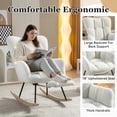 thumbnail image 4 of Nursery Rocking Chair, Teddy Upholstered Glider Rocker, Rocking Accent Chair, Adjustable Footstool, Side Pockets, Padded Seat with High Backrest Armchair, Comfy Side Chair for Living Room, Bedroom, 4 of 9