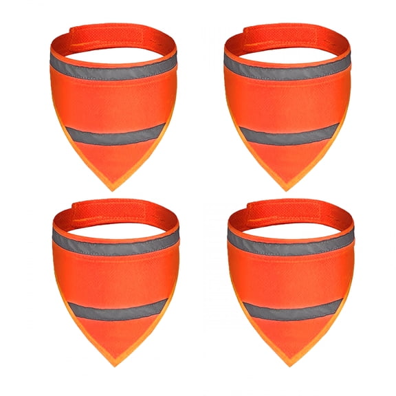 AOMRCOL 4 Pcs Reflective Glow-in-The-Dark Dog Bandanas, Size M, Orange for Night Walk Safety