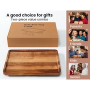 Danfoxer 2 Pack Acacia Wood Couch Arm Tray,Couch Tray,Folding Sofa Armrest Tray,Couch Arm Table Clip-On Couch Desk for Drinks,Snacks,Phone,Remote Control