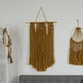 thumbnail image 2 of DecMode Brown Fabric Handmade Intricately Weaved Macrame Wall Decor with Beaded Fringe Tassels, 2 of 7