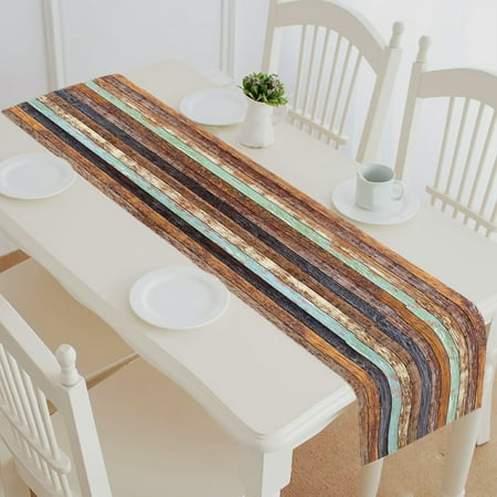 

ABPHQTO Retro Wooden Panel Texture Table Runner Placemat Tablecloth For Home Decor 14x72 Inch