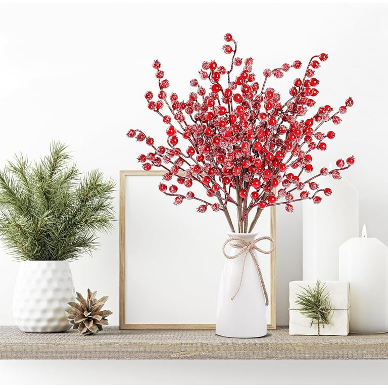 Gilded Frosted Red Berry Stems  Flower arrangements, Seasonal