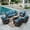 Blue, variant on Summit Living 7-Seat Wicker Patio Furniture Set with 4 Swivel Chairs & 3-Seat Sofa with Coffee Table, Outdoor Sectional Conversation Set, Peacock Blue