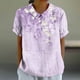 thumbnail image 5 of Blusas de Manga Corta para las Mujeres Cuello de Muñeca Lindo Lino Algodón, Impreso Suelto Camiseta para el Uso Casual, Diario Y de Verano, 5 of 8