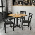 thumbnail image 3 of Flash Furniture 36'' Square Natural Laminate Table Set with X-Base and 4 Ladder Back Metal Chairs - Black Vinyl Seat, 3 of 5