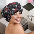 thumbnail image 5 of Shower Caps,Pioneer Flower Floral Print Pattern Waterproof Shower Cap for Women 4 Pieces,Double Reusable Hair Cover for Shower PEVA Elastic Stretch Hem, 5 of 7