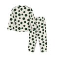 thumbnail image 2 of Rateoe Abstract Green Polka Dot Pattern Womens Pajamas Set Long Sleeve Sleepwear Button Down Nightwear Soft Cotton Pj Lounge Sets, 2 of 9