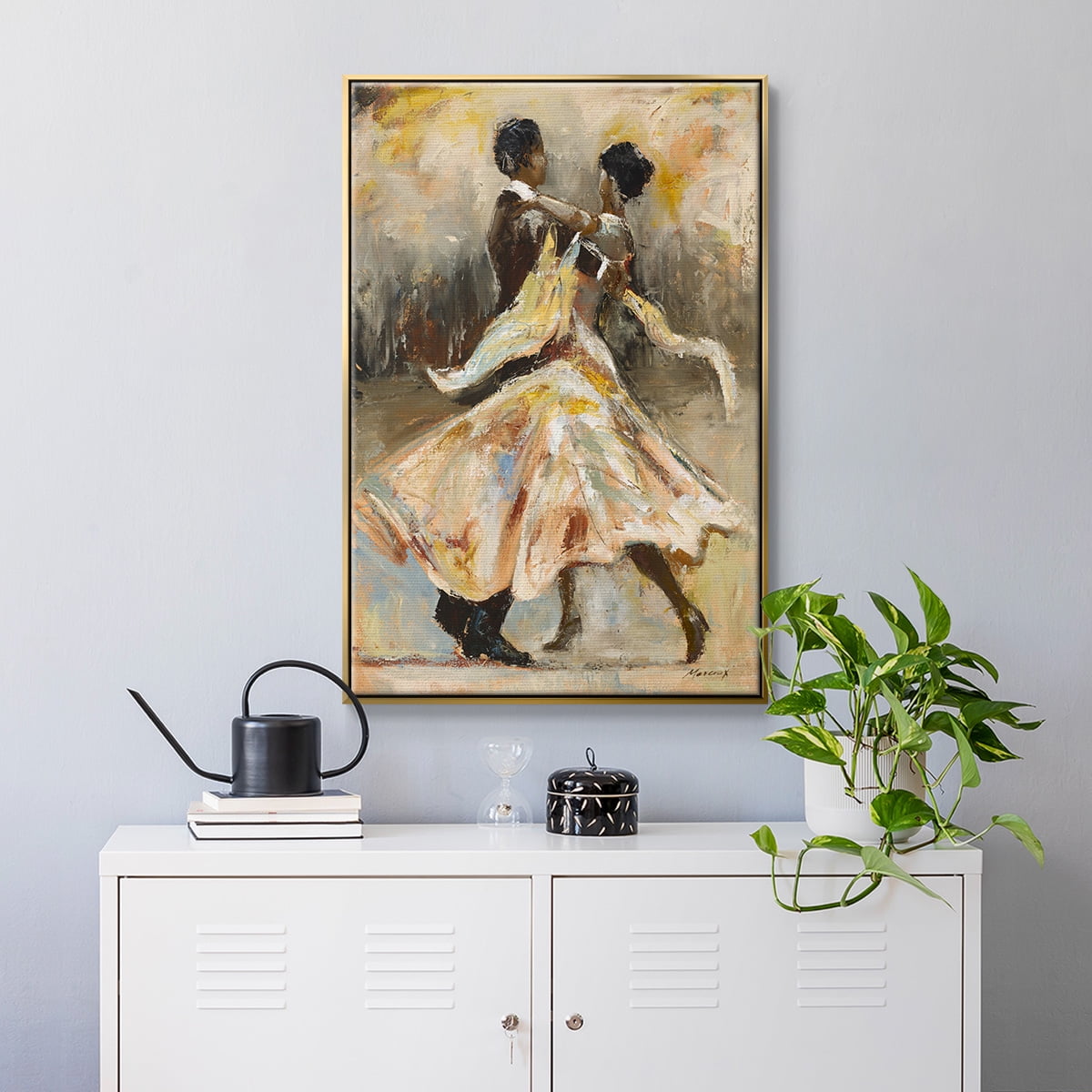 Night Out Framed Premium Gallery Wrapped Canvas - Ready to Hang - 27 x 41 - Gold Floating Frame