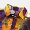 thumbnail image 2 of Camisas De Franela Para Hombre Camisa con estampado informal Camisa de color con cuello de manga corta en contraste para hombre Camisas para hombre (Yellow, XL), 2 of 7