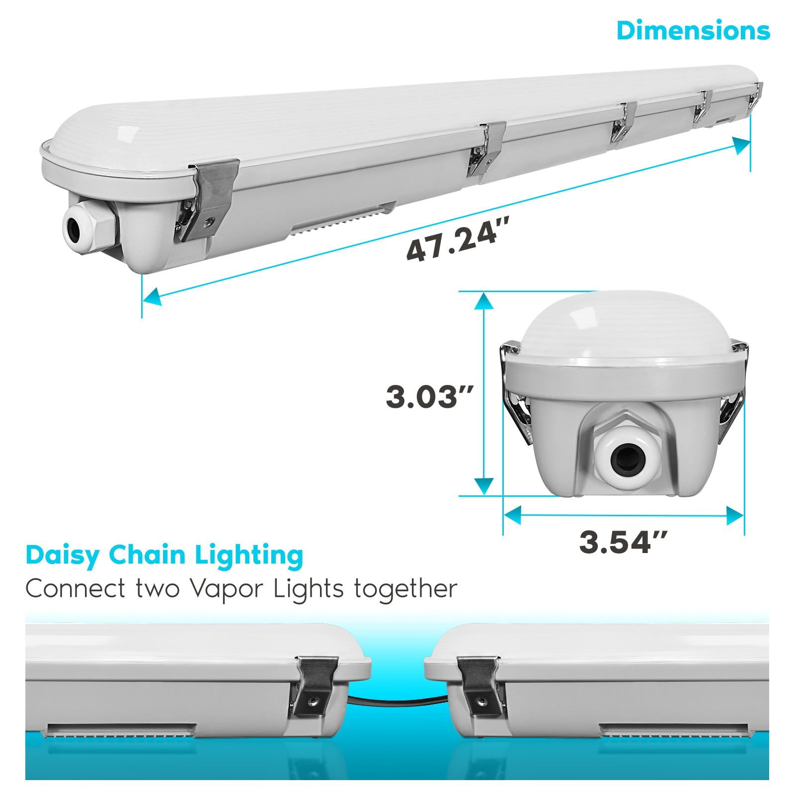 Luxrite 4FT Vapor Tight LED Light Fixture, 34/38/45W, 3 Color Options, 4658/5092/5895 Lumens, Dimmable, DLC UL Listed