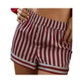 thumbnail image 2 of Women's Stripe Print Pajama Shorts Elastic Waist Button Decor Straight Leg Short Pants for Sleeping, 2 of 7