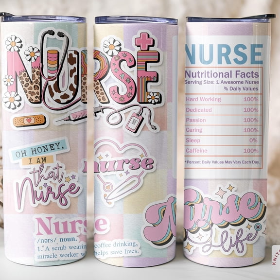 [NO STRAW] Nurse Life Tumbler, Medical Worker 20oz Skinny Coffee Tumbler Cup, Healthcare Nurse Gift, Hospital Shift Drinkware, Registered Nurse Tumbler