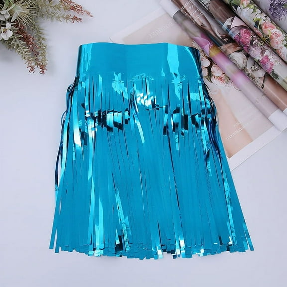 Nvzi -b 2 Pack Foil Fringe Banner Hanging Patry Decoration Backdrop for Baby Shower, Highchair, Birthday Macron Banner Backdrop Decor 118 In(L) X 11.8 In(W)，Lake Blue