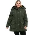thumbnail image 4 of Soularge Women's Plus Size Winter Coat Warm Puffer Jacket with Hood Winter Puffer Coat Green 3X, 4 of 11