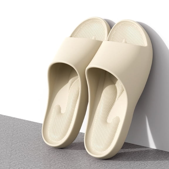 WAVSUF Women's Platform Slippers, Waterproof Quick Drying Soft Breathable Indoor Bathroom Shower Shoes Khaki 6.5-7