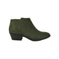 thumbnail image 2 of Mug Khaki Olive Green Suede Booties Soda Women Ankle Boots Small Short Heel Side Zipper 7, 2 of 3