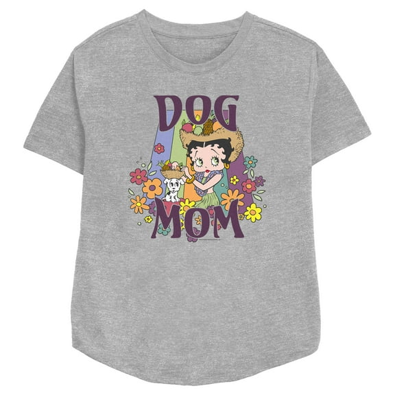 Women's Betty Boop Floral Dog Mom  Graphic Tee Athletic Heather X Large