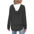 thumbnail image 4 of gbyLJF Womens V-neck Hooded Sweatshirt Striped Printed Drawstring Hoodie Casual Loose Fit Long Sleeve Pullover Top, 4 of 6