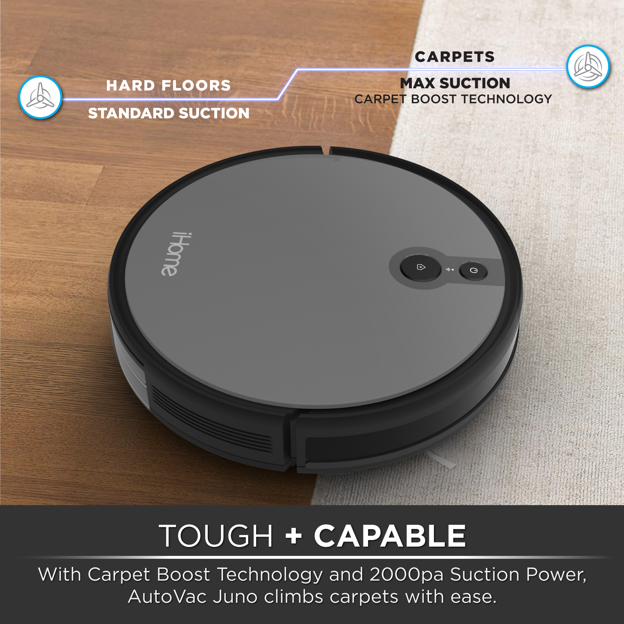 iHome AutoVac Juno Robot Vacuum, Mapping Technology, Strong Suction, 120 Min Runtime, App + Remote Control, New - image 5 of 11