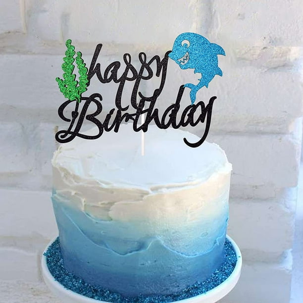 Shark Happy Birthday Cake Topper for Shark Theme Birthday Party