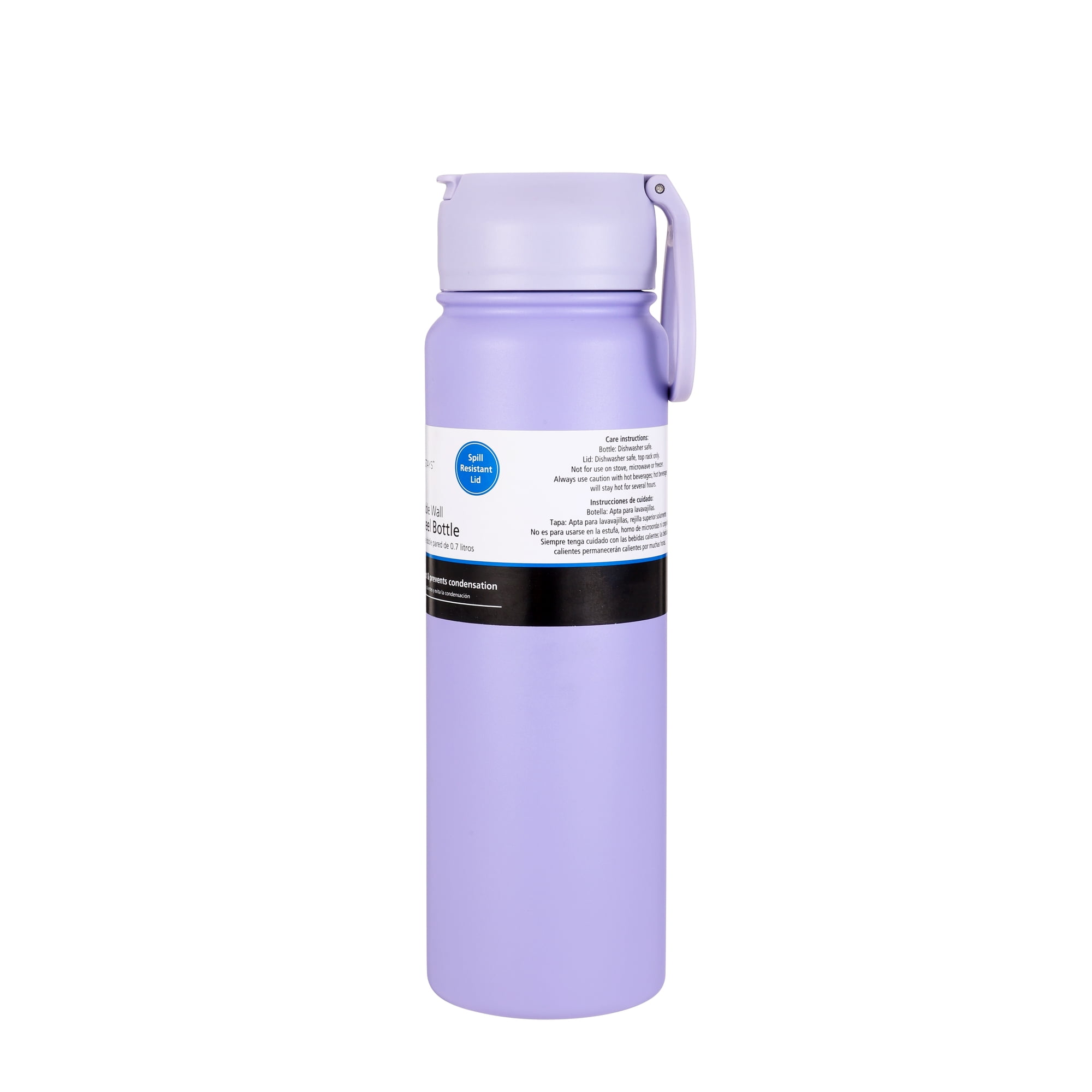 Mainstays Pro 24 oz Purple Stainless Steel Double Wall Water Bottle, Straw Top