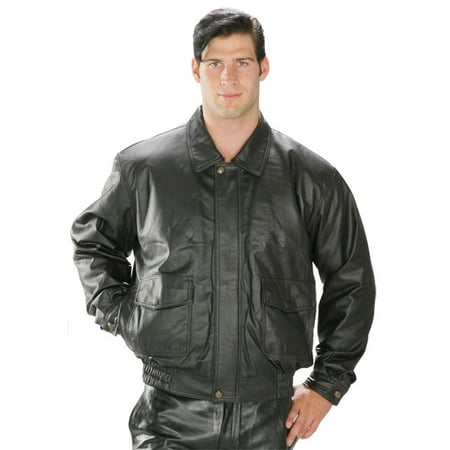 Shearling Leather Coat - USA Leather Classic Aviator Mens Black Leather Jacket