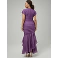 thumbnail image 6 of Women's Purple Ruched Mermaid Maxi Silhouette Evening Gown for Wedding Guest, Prom and Evening Party, 6 of 10