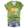 thumbnail image 3 of Tshirts Shirts for Women Bruh We Out Teachers Shirt Funny Letter Print V Neck Short Sleeve Tee Womens Summer Tops Green L, 3 of 3