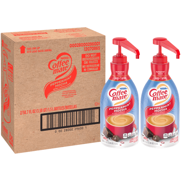 Coffee Mate Peppermint Mocha Liquid Coffee Creamer Pump Bottles, 50.7