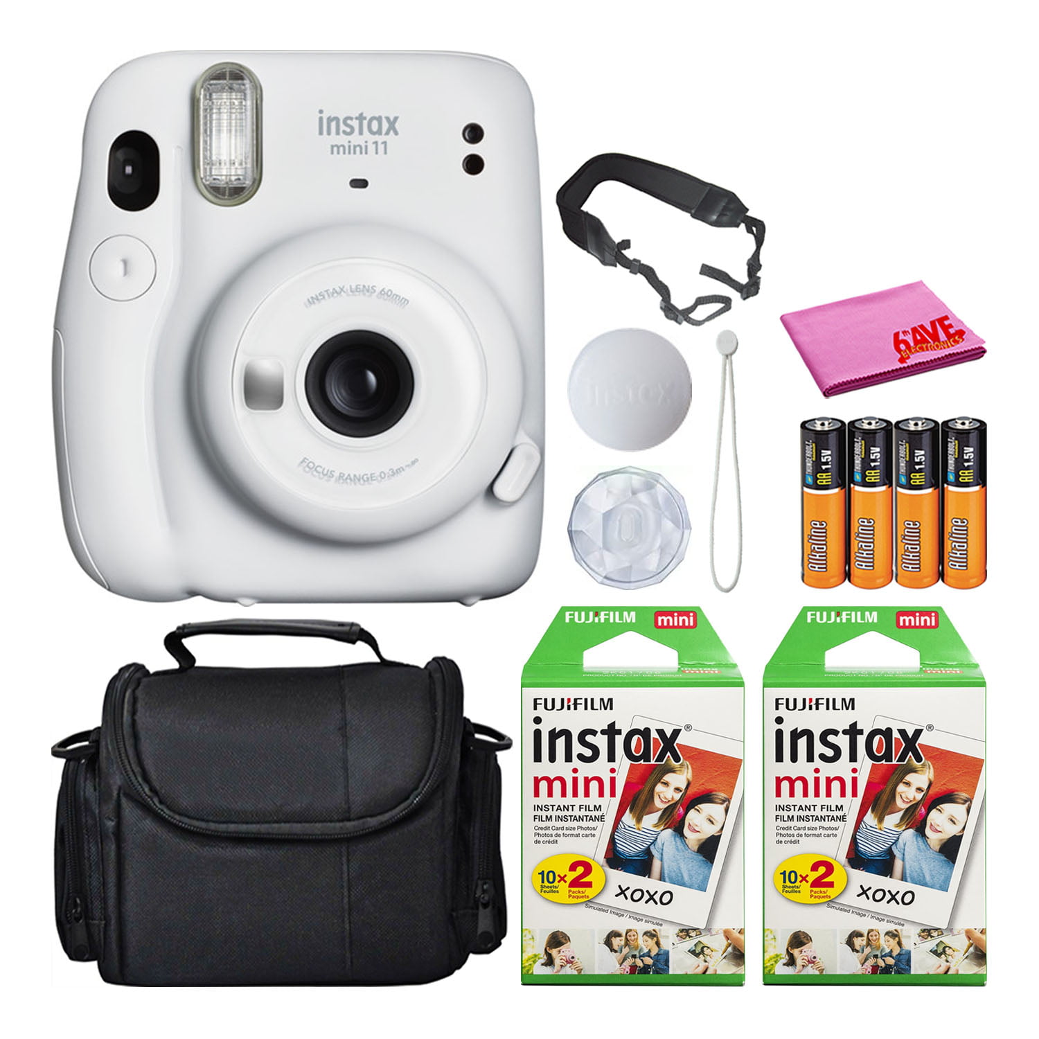 Fujifilm Instax Mini 11 Instant Camera (Ice White) Kit with 40 Total 