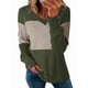 thumbnail image 1 of Blusas Elegantes e Informales para Mujer, con Bloques de Color, de Larga y Cuello en V, para Otoño. Verde XXL, 1 of 6