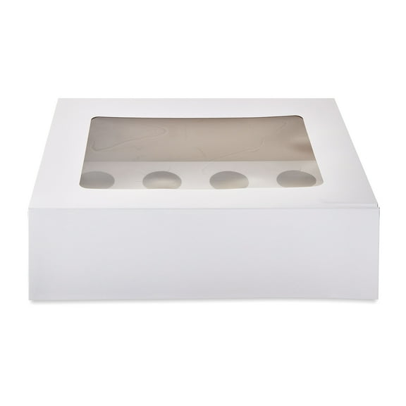 10.25" x 13.25" x 4", White Cake Boxes with Windows, 2 Count, by Way To Celebrate