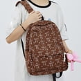 thumbnail image 6 of Lusa Corduroy Bow Print Backpacks for Students Preppy 15 Inch Large Capacity Double Shoulder Schoolbag Trendy Versatile Lightweight Casual Back to School Season Bookbag Brown One Size, 6 of 8