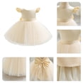 thumbnail image 5 of IDOPIP Infant Baby Girls Wedding Flower Girl Dress Satin Pearls Tulle Tutu Dress Bowknot V Back Pageant Party Princess Birthday Formal Dresses 6-12 Months Champagne, 5 of 6
