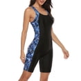 thumbnail image 4 of Women One Piece Printed Swimsuit Sports Racerback Athletic Training Swimwear Color Block, 4 of 6